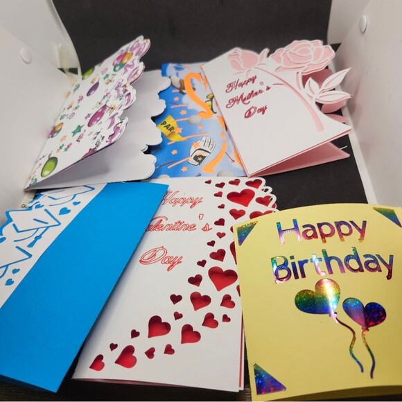 Hand Crafted Colorful All Occasoin Cards Set of 12 - Picture 2 of 9